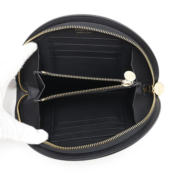 ティファニー 長財布 ハーフムーン ウォレット レザー Tiffany&Co. ラウンドファスナー 黒