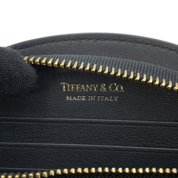 ティファニー 長財布 ハーフムーン ウォレット レザー Tiffany&Co. ラウンドファスナー 黒