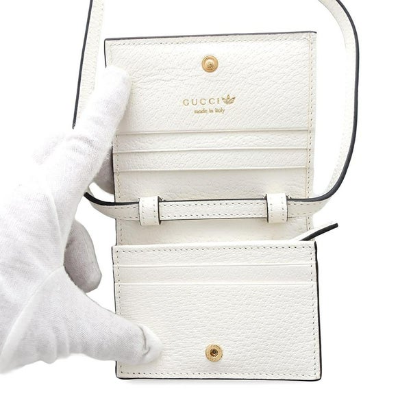 グッチ ショルダーウォレット アディダスコラボ ホースビット レザー 702248 GUCCI adidas 財布 白 黒