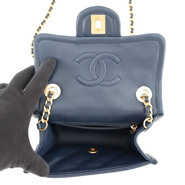 シャネル チェーンショルダーバッグ ミニ マトラッセ ココマーク キャビアスキン AS4406 CHANEL バッグ