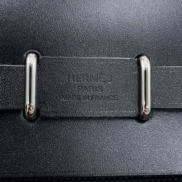 エルメス ショルダーバッグ エールバッグジップ ミニ ブラック/シルバー金具 トワルアッシュ/ヴァッシュハンター G刻印 HERMES 黒