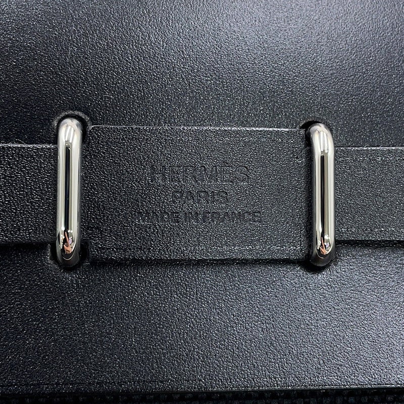 エルメス ショルダーバッグ エールバッグジップ ミニ ブラック/シルバー金具 トワルアッシュ/ヴァッシュハンター G刻印 HERMES 黒