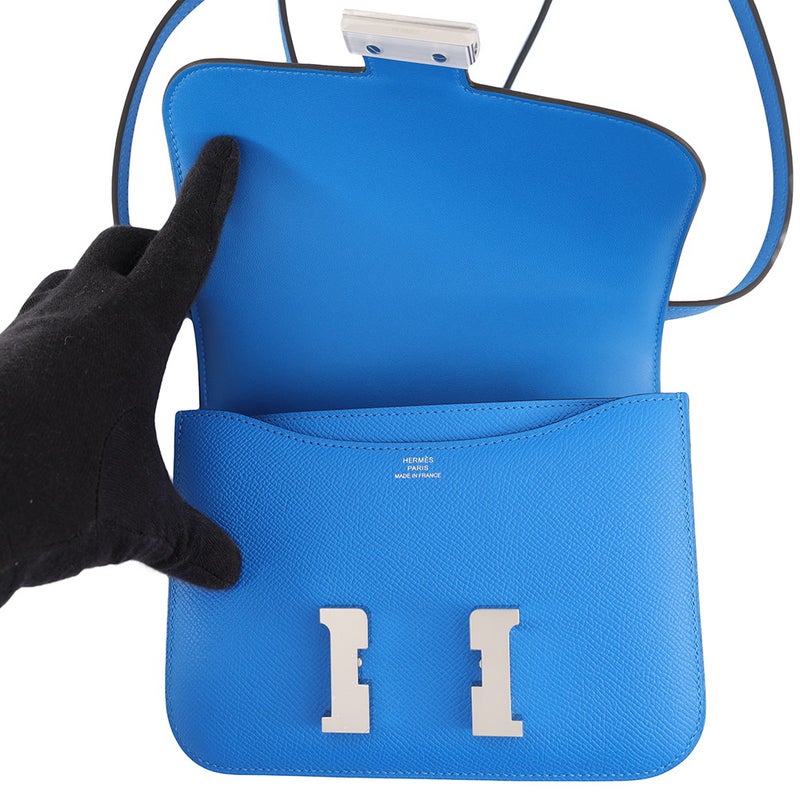 エルメス ショルダーバッグ ミニ コンスタンス3 ミロワール ブルーイドラ/シルバー金具 エプソン G刻印 HERMES Constance