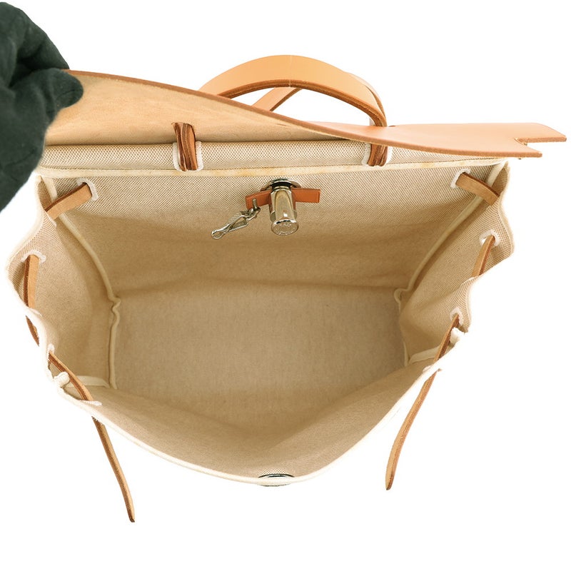 エルメス ショルダーバッグ エールバッグMM エクリュ/ナチュラル/シルバー金具 トワルアッシュ/ヴァッシュハンター □D刻印 HERMES