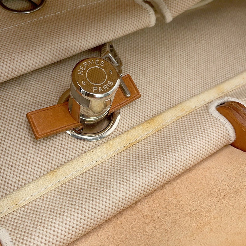エルメス ショルダーバッグ エールバッグMM エクリュ/ナチュラル/シルバー金具 トワルアッシュ/ヴァッシュハンター □D刻印 HERMES