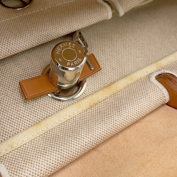 エルメス ショルダーバッグ エールバッグMM エクリュ/ナチュラル/シルバー金具 トワルアッシュ/ヴァッシュハンター □D刻印 HERMES