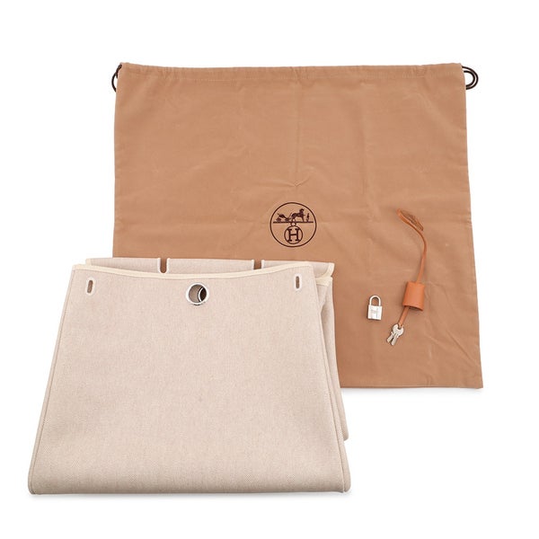 エルメス ショルダーバッグ エールバッグMM エクリュ/ナチュラル/シルバー金具 トワルアッシュ/ヴァッシュハンター □D刻印 HERMES