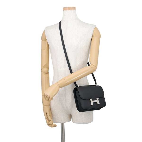 エルメス ショルダーバッグ ミニ コンスタンス3 ミロワール ブラック/シルバー金具 エプソン G刻印 HERMES Constance 黒