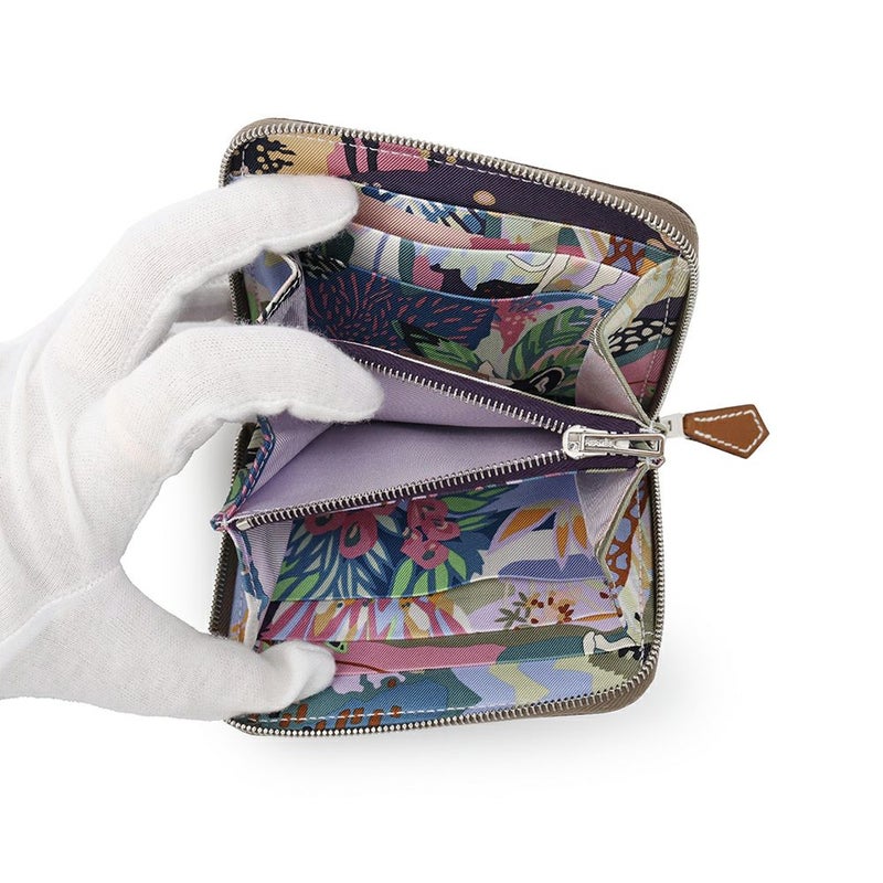 エルメス コインケース アザップコンパクト シルクイン エトゥープ/シルバー金具 エプソン W刻印