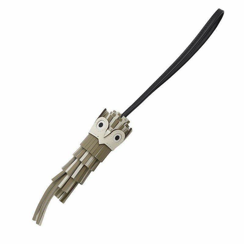 エルメス バッグチャーム シュエット ナタ/ベージュマルファ/ブラック/クレ/ブラン ラムスキン K刻印 フクロウ 黒