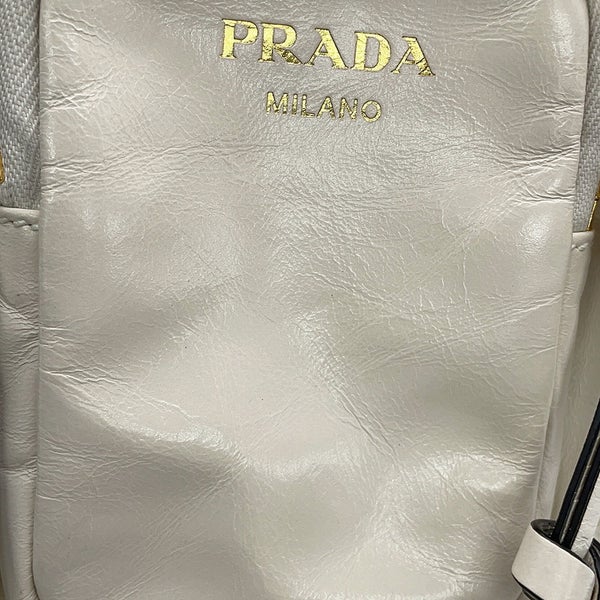プラダ ハンドバッグ ダングル トップハンドル ミニ レザー 1BB137 PRADA 白