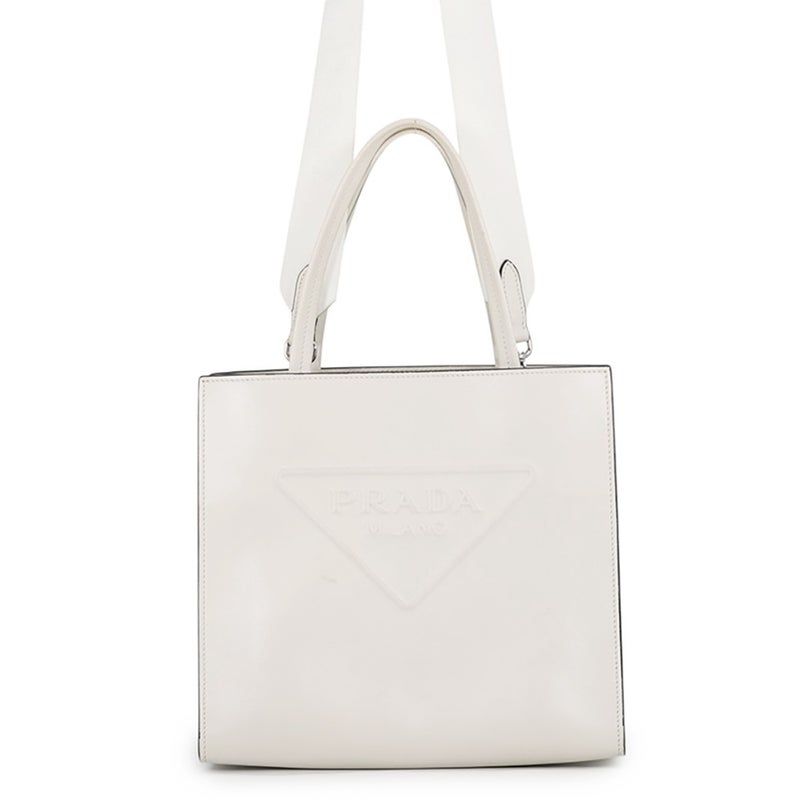 プラダ ハンドバッグ エンボス トライアングルロゴ レザー 1BG382 PRADA 2way 白
