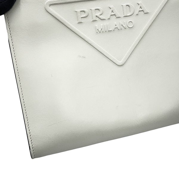 プラダ ハンドバッグ エンボス トライアングルロゴ レザー 1BG382 PRADA 2way 白