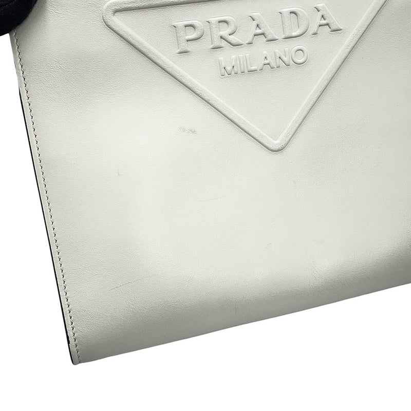 プラダ ハンドバッグ エンボス トライアングルロゴ レザー 1BG382 PRADA 2way 白