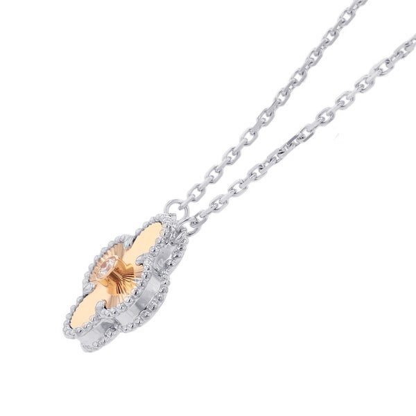 ヴァンクリ ネックレス ヴィンテージ アルハンブラ ギヨシェ ダイヤモンド 1P K18WG/K18PG VCARPNTH00 2024年ホリデー限定