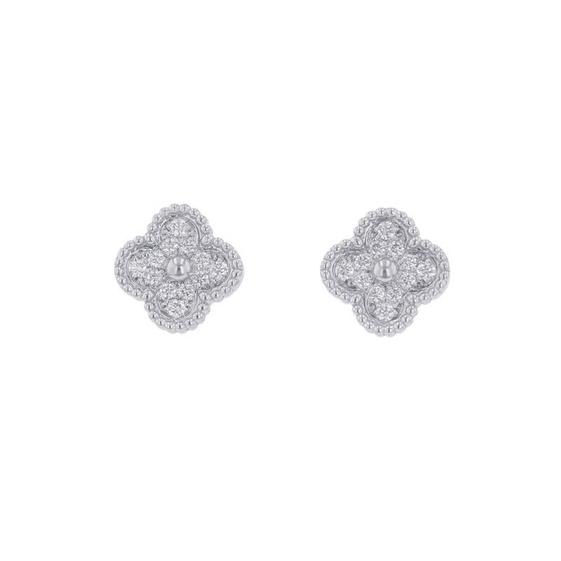 ヴァンクリーフ&アーペル ピアス スウィート アルハンブラ ダイヤモンド 24P 計0.16ct K18WGホワイトゴールド VCARO85500