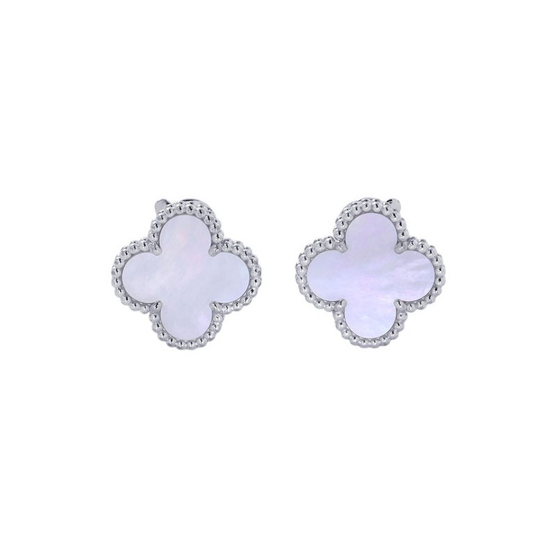 ヴァンクリーフ&アーペル ピアス ヴィンテージ アルハンブラ イヤリング マザーオブパール K18WGホワイトゴールド VCARF48600