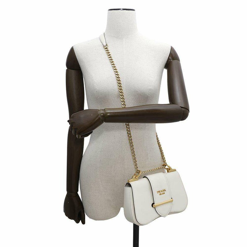 プラダ チェーンショルダーバッグ シドニー レザー 1BD219 PRADA 白