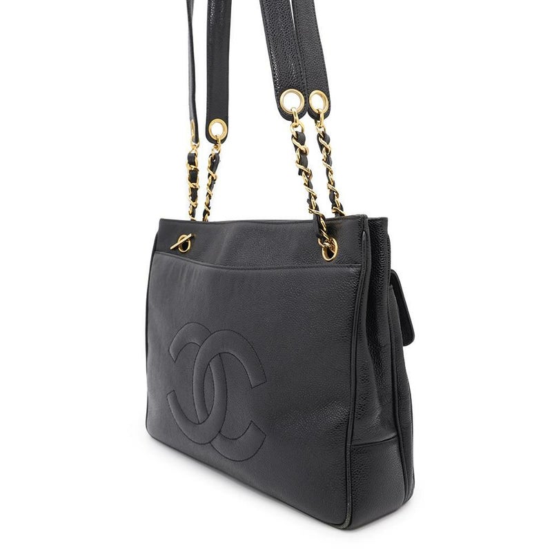 シャネル チェーントートバッグ デカココ キャビアスキン A03682 CHANEL 黒