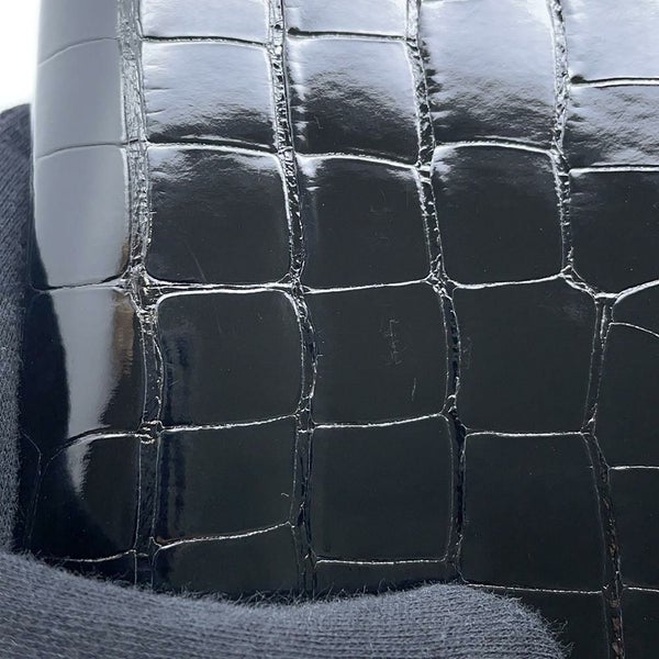 エルメス ケリーウォレット ロング トゥーゴー ブラック/シルバー金具 アリゲーターシャイン B刻印 黒