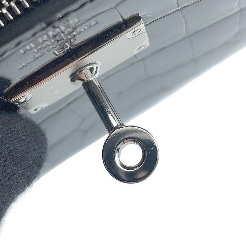 エルメス ケリーウォレット ロング トゥーゴー ブラック/シルバー金具 アリゲーターシャイン B刻印 黒