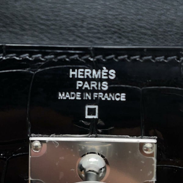 エルメス ケリーウォレット ロング トゥーゴー ブラック/シルバー金具 アリゲーターシャイン B刻印 黒