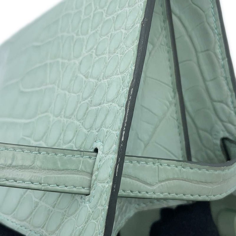 エルメス ケリーウォレット ロング トゥーゴー ヴェールデュープ/シルバー金具 アリゲーターマット W刻印