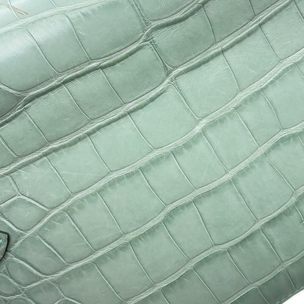 エルメス ケリーウォレット ロング トゥーゴー ヴェールデュープ/シルバー金具 アリゲーターマット W刻印