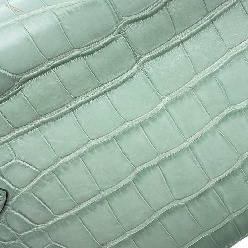 エルメス ケリーウォレット ロング トゥーゴー ヴェールデュープ/シルバー金具 アリゲーターマット W刻印