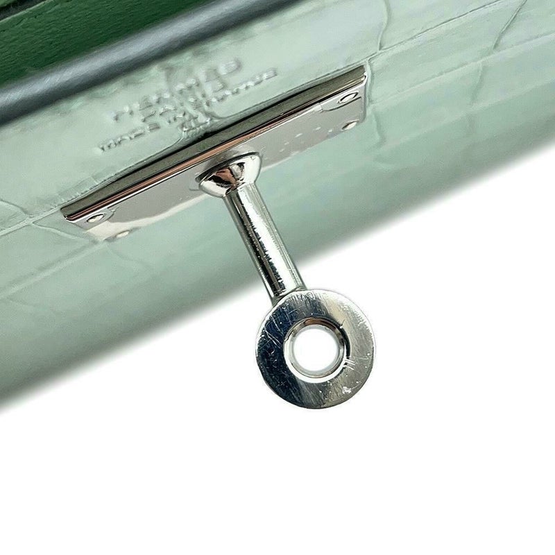 エルメス ケリーウォレット ロング トゥーゴー ヴェールデュープ/シルバー金具 アリゲーターマット W刻印