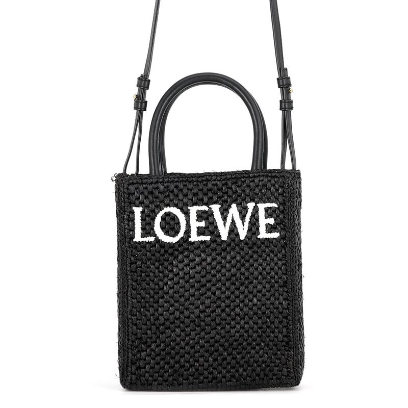ロエベ ハンドバッグ スタンダード A5トート ラフィア レザー A563S30X09 LOEWE 2way 黒