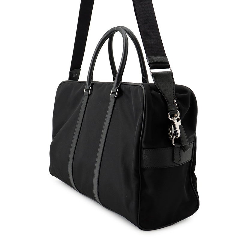プラダ ボストンバッグ トライアングルロゴ ナイロン/レザー PRADA 2wayショルダーバッグ 黒