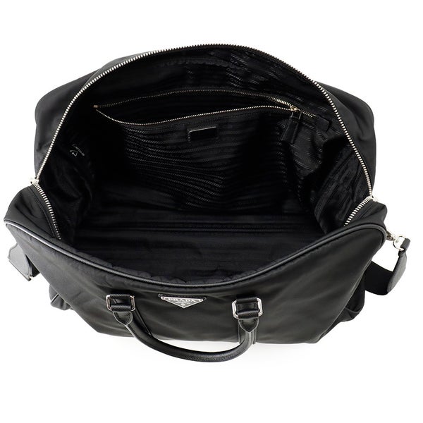 プラダ ボストンバッグ トライアングルロゴ ナイロン/レザー PRADA 2wayショルダーバッグ 黒