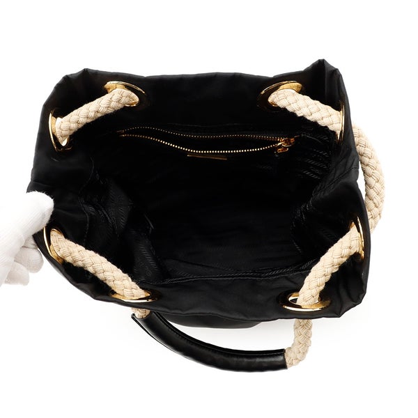 プラダ ハンドバッグ トライアングルロゴ マリナー スモールバケットバッグ ナイロン 1BE082 PRADA ショルダーバッグ 黒