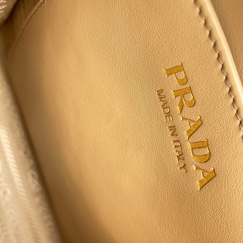プラダ ハンドバッグ シンボル エンブロイダリー トライアングルロゴ キャンバス/レザー 1BA355 PRADA 2wayショルダーバッグ 白