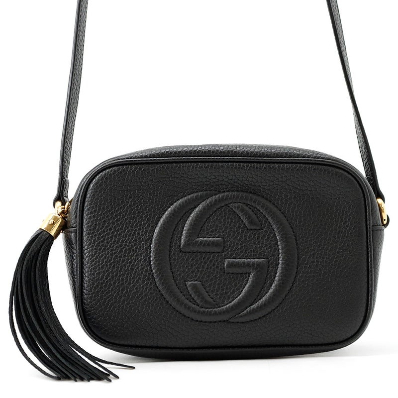 グッチ ショルダーバッグ インターロッキングG ソーホー ディスコバッグ スモール レザー 347994 GUCCI 黒 タッセル