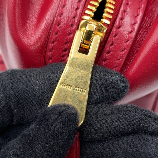 ミュウミュウ ハンドバッグ ボーリング ロゴ レザー 5BB182 Miu Miu
