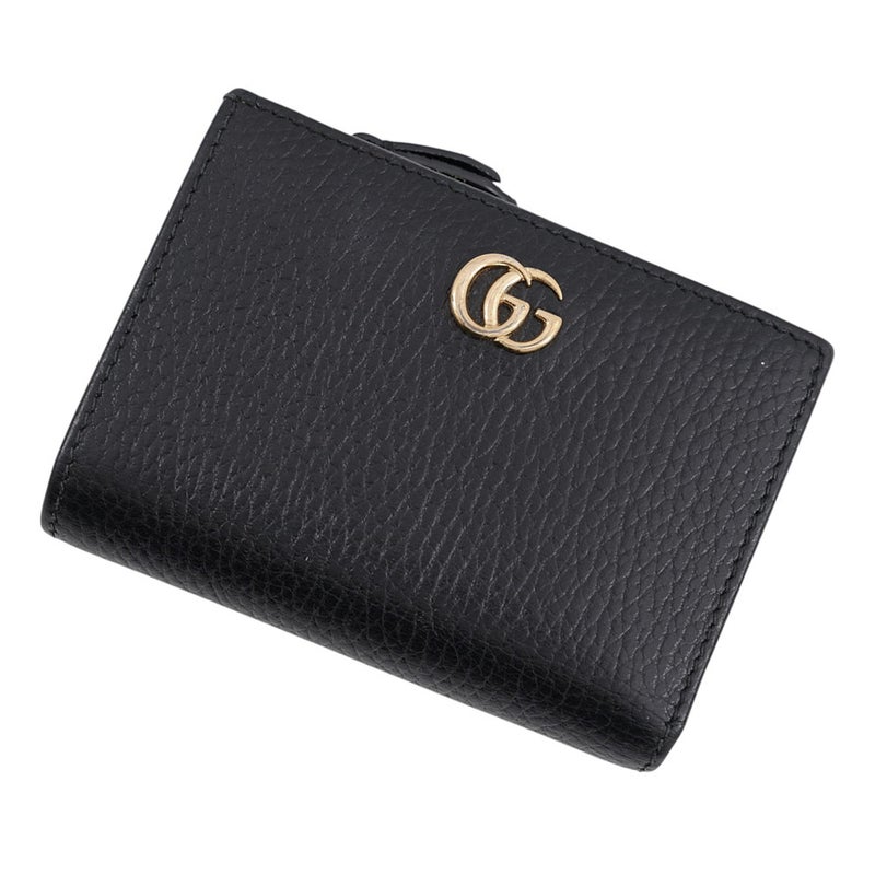 グッチ 二つ折り財布 GGマーモント コンパクトウォレット レザー 772738 GUCCI 財布 黒 日本限定