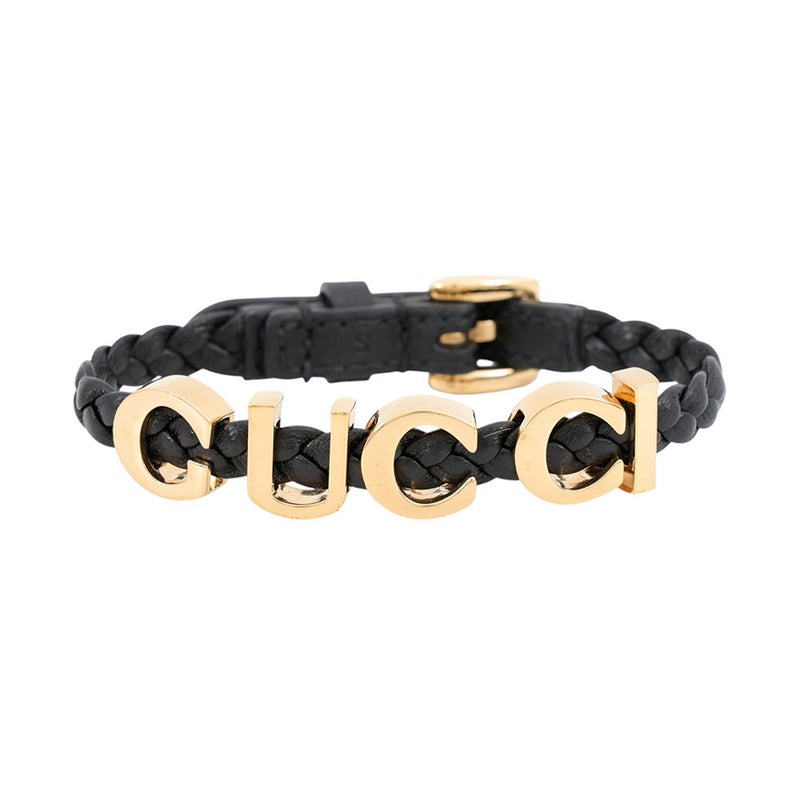 グッチ ブレスレット ロゴ レザー サイズS 684631 GUCCI アクセサリー 黒