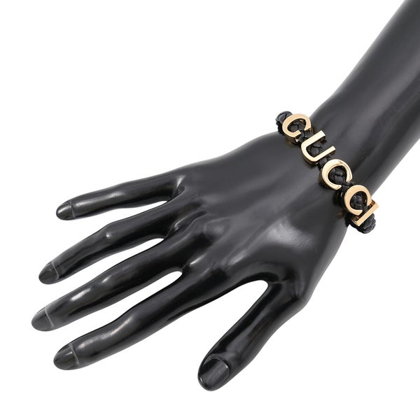 グッチ ブレスレット ロゴ レザー サイズS 684631 GUCCI アクセサリー 黒