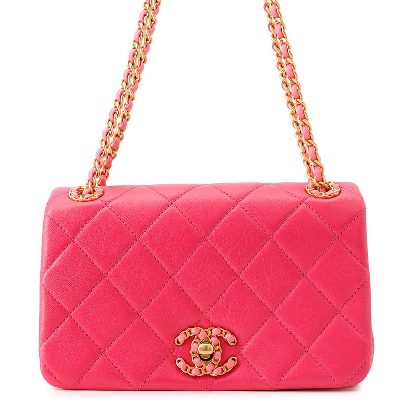 シャネル チェーンショルダーバッグ ミニフラップ マトラッセ ココマーク シャネル19 レザー CHANEL
