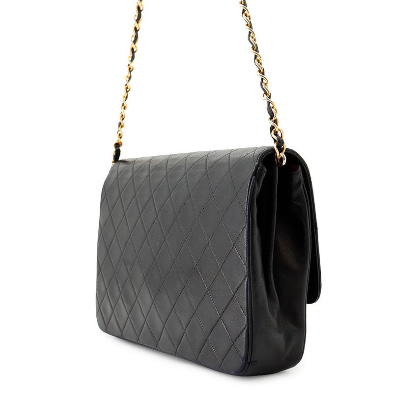 シャネル チェーンショルダーバッグ マトラッセ25 ココマーク ラムスキン CHANEL バッグ 黒