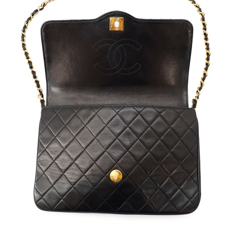 シャネル チェーンショルダーバッグ マトラッセ25 ココマーク ラムスキン CHANEL バッグ 黒