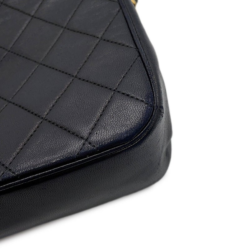 シャネル チェーンショルダーバッグ マトラッセ25 ココマーク ラムスキン CHANEL バッグ 黒