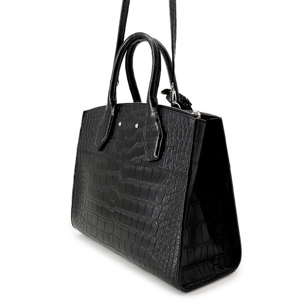 ルイヴィトン ハンドバッグ クロコダイル シティ・スティーマー MM LOUIS VUITTON 2way ショルダーバッグ 黒 ブラック