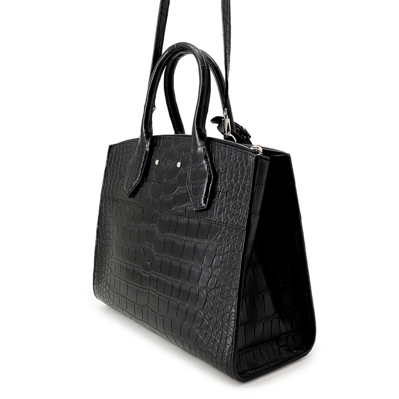 ルイヴィトン ハンドバッグ クロコダイル シティ・スティーマー MM LOUIS VUITTON 2way ショルダーバッグ 黒 ブラック