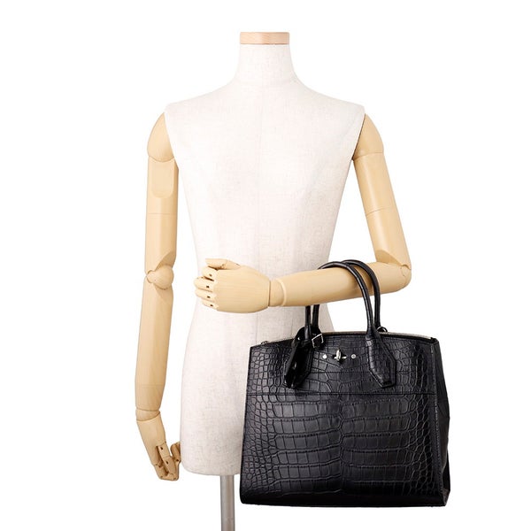 ルイヴィトン ハンドバッグ クロコダイル シティ・スティーマー MM LOUIS VUITTON 2way ショルダーバッグ 黒 ブラック