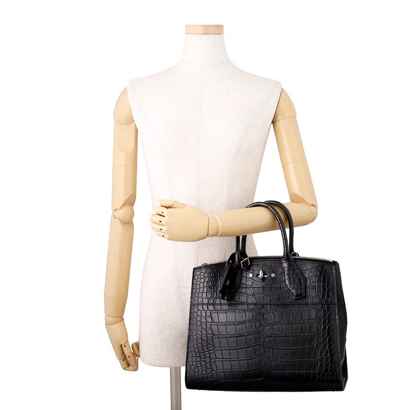 ルイヴィトン ハンドバッグ クロコダイル シティ・スティーマー MM LOUIS VUITTON 2way ショルダーバッグ 黒 ブラック