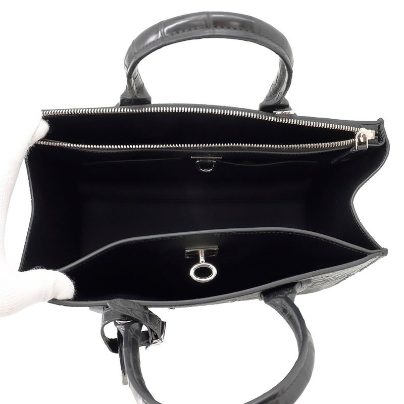 ルイヴィトン ハンドバッグ クロコダイル シティ・スティーマー MM LOUIS VUITTON 2way ショルダーバッグ 黒 ブラック