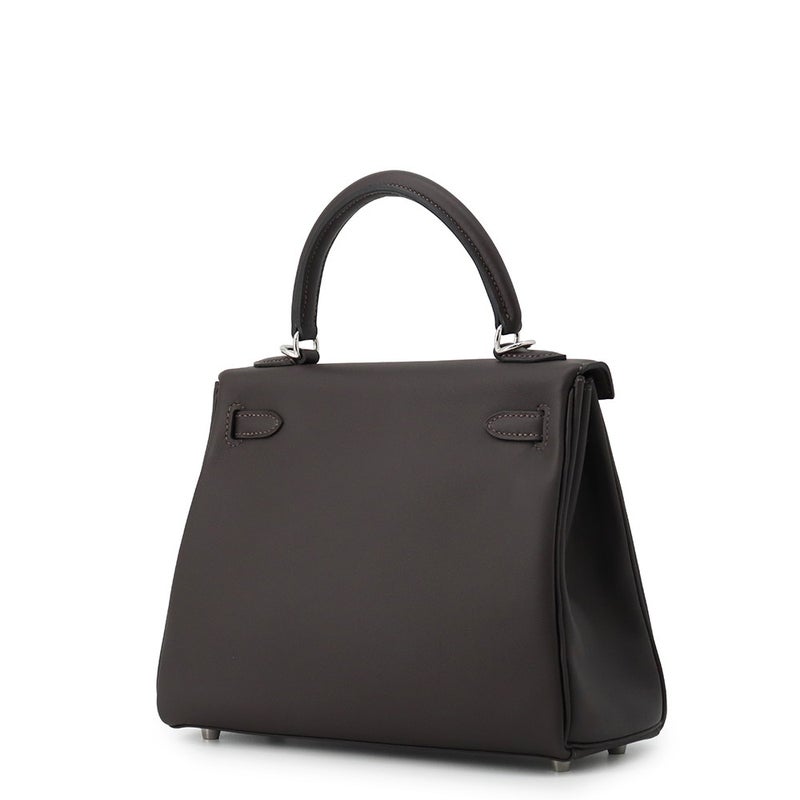 エルメス ハンドバッグ ケリー25 内縫い エベンヌ/シルバー金具 スイフト G刻印 HERMES Kelly 2wayバッグ